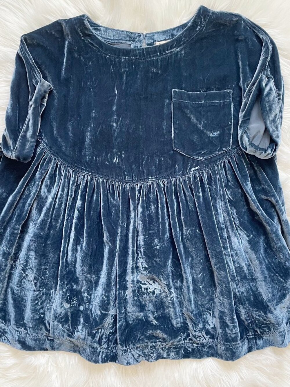 Free People We The Free Varsity Navy Blue Moon City Velvet Short Sleeve Top - Picture 2 of 7